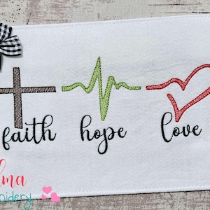 Faith Hope Love Embroidery Design: Sketch Stitch Religious Trio (5x7-7x12)
