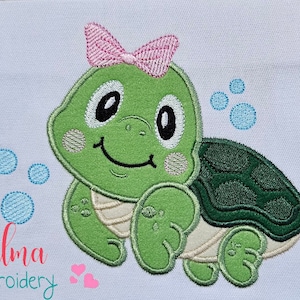 Sea Turtle Girl Applique - Machine Embroidery Design (Digital Download)