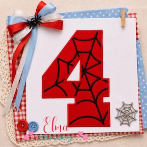 Spider Web Number Four Applique Embroidery Design (Digital Download)