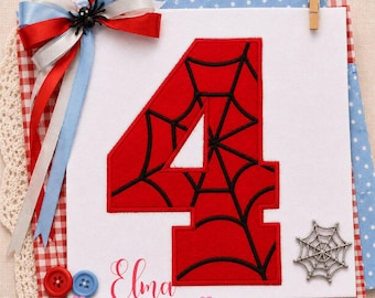 Spider Web Number Four Applique Embroidery Design (Digital Download)