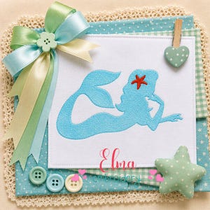 Meerjungfrau Silhouette Stickdatei Füllstich Ozean Thema 10x20cm die Meerjungfrau