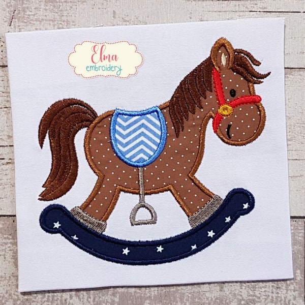 Wooden Rocking Horse -  Machine Embroidery Design - Applique Embroidery - Animal Embroidery - 4x4 5x5 6x6 7x7 - Horse applique