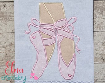 Ballerina Spitzenschuhe - Applikation - 4x4 5x4 5x7 5x8 6x10 7x12 - Maschinenstickerei - Ballerina Applikation - Ballett Stickerei