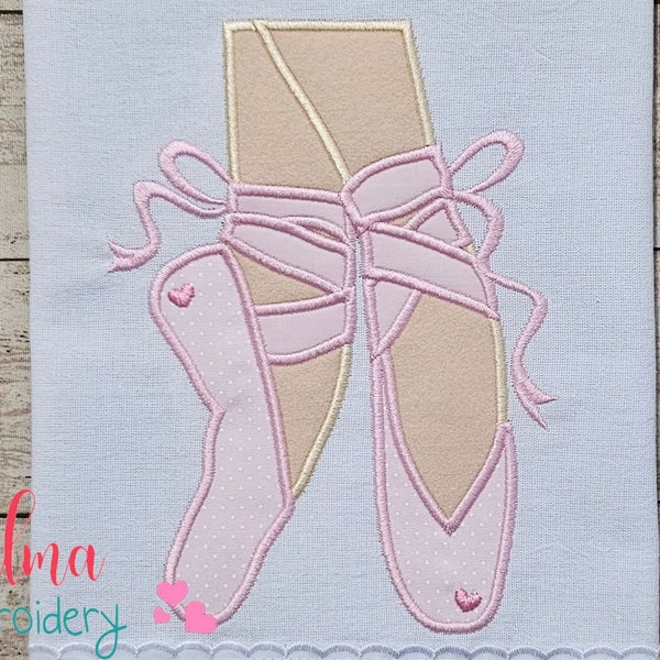 Ballerina Pointe Shoes - Applique - 4x4 5x4 5x7 5x8 6x10 7x12 - Machine Embroidery Design - Ballerina Applique - Ballet Embroidery
