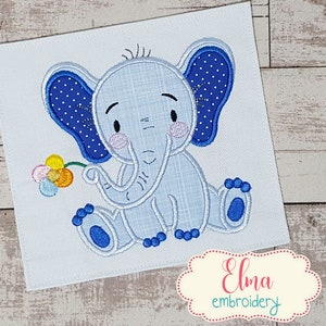 Elephant Boy Machine Embroidery Design - Applique Embroidery - Animal Embroidery - 4x4 5x5 6x6 7x7
