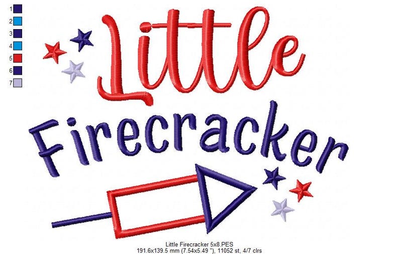 Little Firecracker Applique – 4th of July Machine Embroidery Design ...