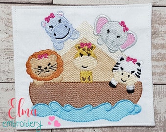 Noah's Ark Animals Machine Embroidery Design (4x4 5x5 6x6 7x7)
