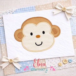 Sweet Monkey Face Appliqué Embroidery Design: Nursery Decor (Digital Download)