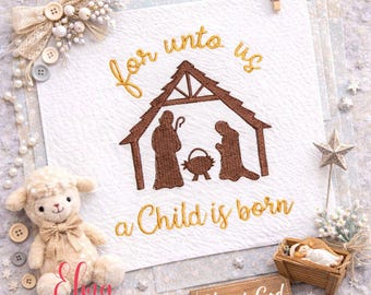 Nativity Scene Embroidery Design: Religious Christmas Decor (Digital Download)