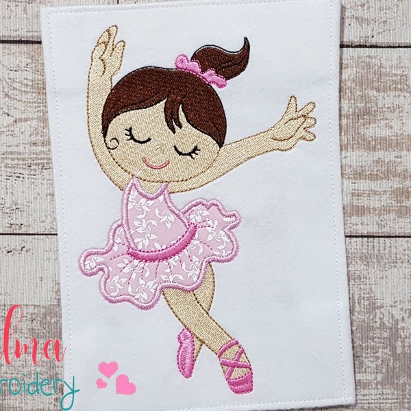 Graceful Ballerina - Applique - 4x4 5x4 5x7 5x8 6x10 7x12 - Machine Embroidery Design - Ballerina Embroidery - Ballerina Designs Pattern