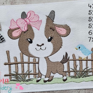 Farm Nanny Goat Cutie – Fill Stitch - Machine Embroidery Design - Farm Animals Design - 4x4 5x4 5x7 5x8 6x10 7x12 - Goat Embroidery