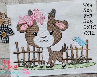 Diseño de bordado de cabra niñera de granja – Puntada de relleno (Descarga digital)