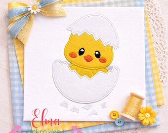 Chick in Egg Appliqué Embroidery Design (Digital Download)