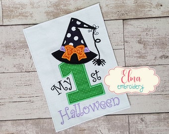 My 1st Halloween - Applique embroidery design - 5x7 6x10 7x12 - Halloween Embroidery - Machine Embroidery Design