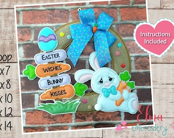 Proyecto de bordado ITH con refranes de conejito: aplique de Pascua (5x7, 5x8, 6x10, 7x12)