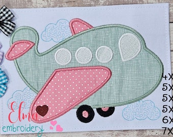 Airplane Applique Machine Embroidery Design – Multiple Sizes (4x4-7x12)