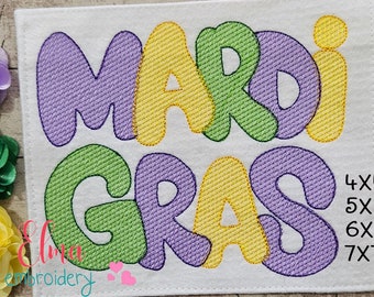 Mardi Gras Rippled Stitch Embroidery Design (Digital Download)