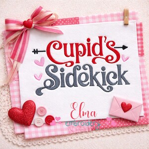 Cupid Sidekick Embroidery Design Valentine Love Heart Quote (Digital Download)