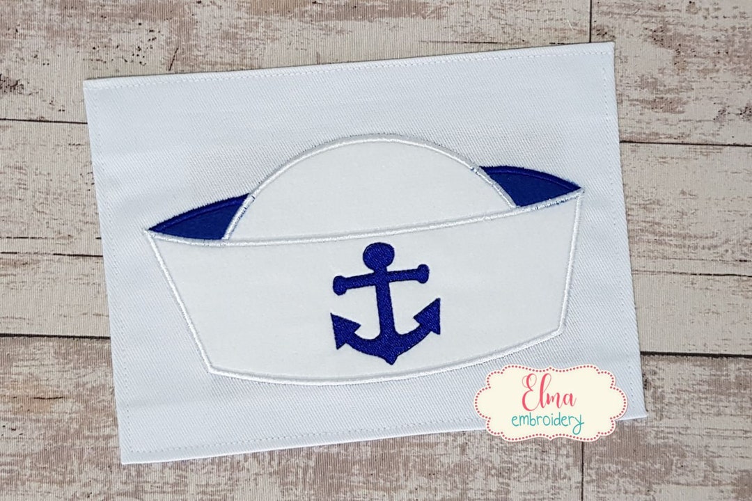 Sailor Hat Applique 4x4 5x7 6x10 7x12 Machine Embroidery Design