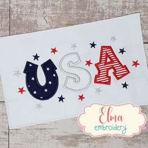 USA 4th of July - Applique Embroidery - 4x4 5x7 6x10 7x12 - USA Embroidery - Machine Embroidery Design