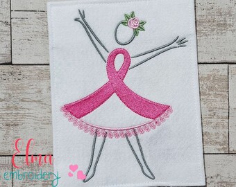 Pink Ribbon Girl Embroidery Design: Breast Cancer Awareness (4x4 to 7x12) (Digital Download)