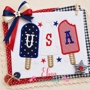 USA Popsicle Applique Embroidery Design Patriotic Summer File (Digital Download)