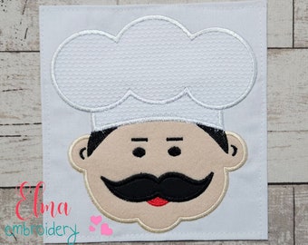 Chef Applique Embroidery Design: Kitchen Decor (Digital Download)
