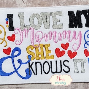 Ich liebe meine Mama Füllstich Stickdatei, Stickmuster (Digitaler Download)