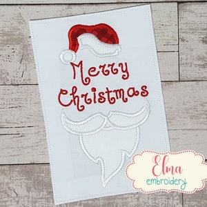 Santa Claus Merry Christmas - Applique embroidery design - 4 sizes - Christmas Embroidery - Machine Embroidery Design