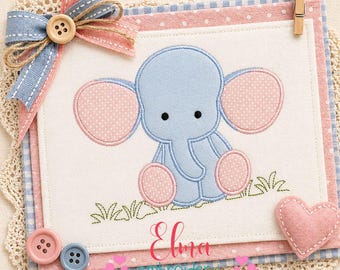 Baby Elephant Applique Embroidery Design for Nursery (Digital Download)