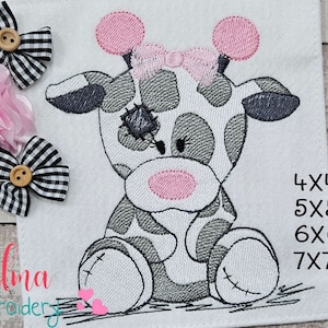 Ragged Giraffe Girl Embroidery Design: Animal Fill Stitch (4x4 5x5 6x6 7x7) (Digital Download)