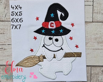 Witch Ghost Applique - Halloween Machine Embroidery Design (Digital Download)