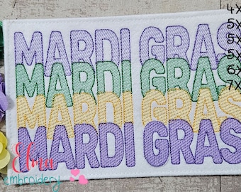 Mardi Gras Machine Embroidery Design: Rippled Stitch (Digital Download)