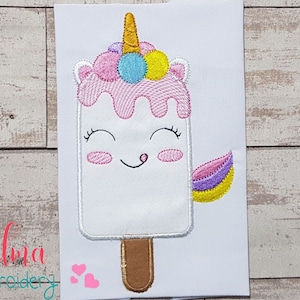 Unicorn Popsicle Applique: Summer Machine Embroidery Design (Digital Download)