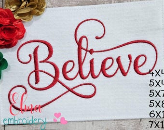 Believe Christmas Embroidery Design: Fill Stitch Pattern (Digital Download)
