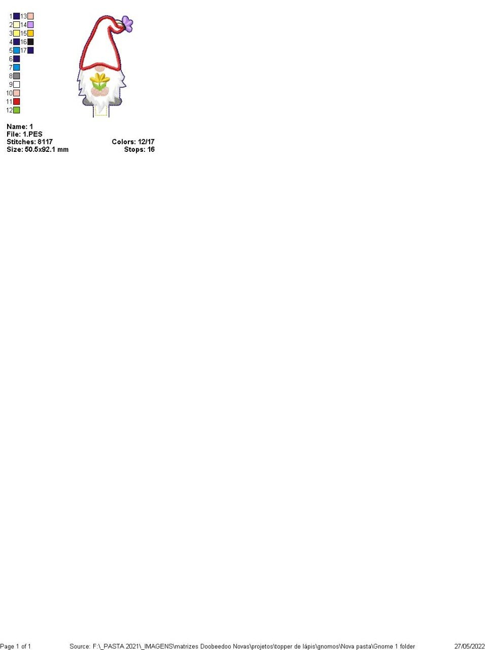 Cute Gnomes Pencil Topper ITH Project Applique Hoop 4x4 Etsy