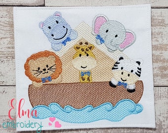 Noah's Ark Safari Animals Machine Embroidery Design (Digital Download)