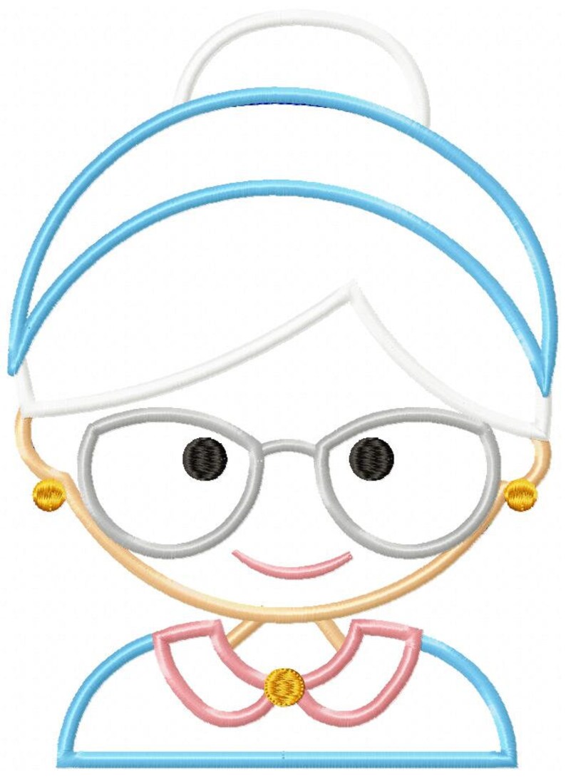 Puede incluir: Ilustraci&oacute;n de dibujos animados de una mujer con gafas, mo&ntilde;o y cuello rosa. La mujer tiene ojos negros, una peque&ntilde;a sonrisa y pendientes dorados. El contorno de la imagen es azul, blanco y beige.