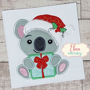 Santa Koala Applique - Christmas Machine Embroidery Design (4x4 5x5 6x6 7x7)