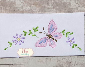 Schmetterling und Blumen Stickdatei, Stickdatei