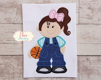 Basketball Girl Applique - Machine Embroidery Design (Digital Download)