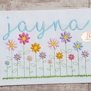 Flowers in a Row - Fill Stitch Embroidery Design - 4x4 5x4 5x7 5x8 6x10 7x12 - Machine Embroidery Design - Floral embroidery