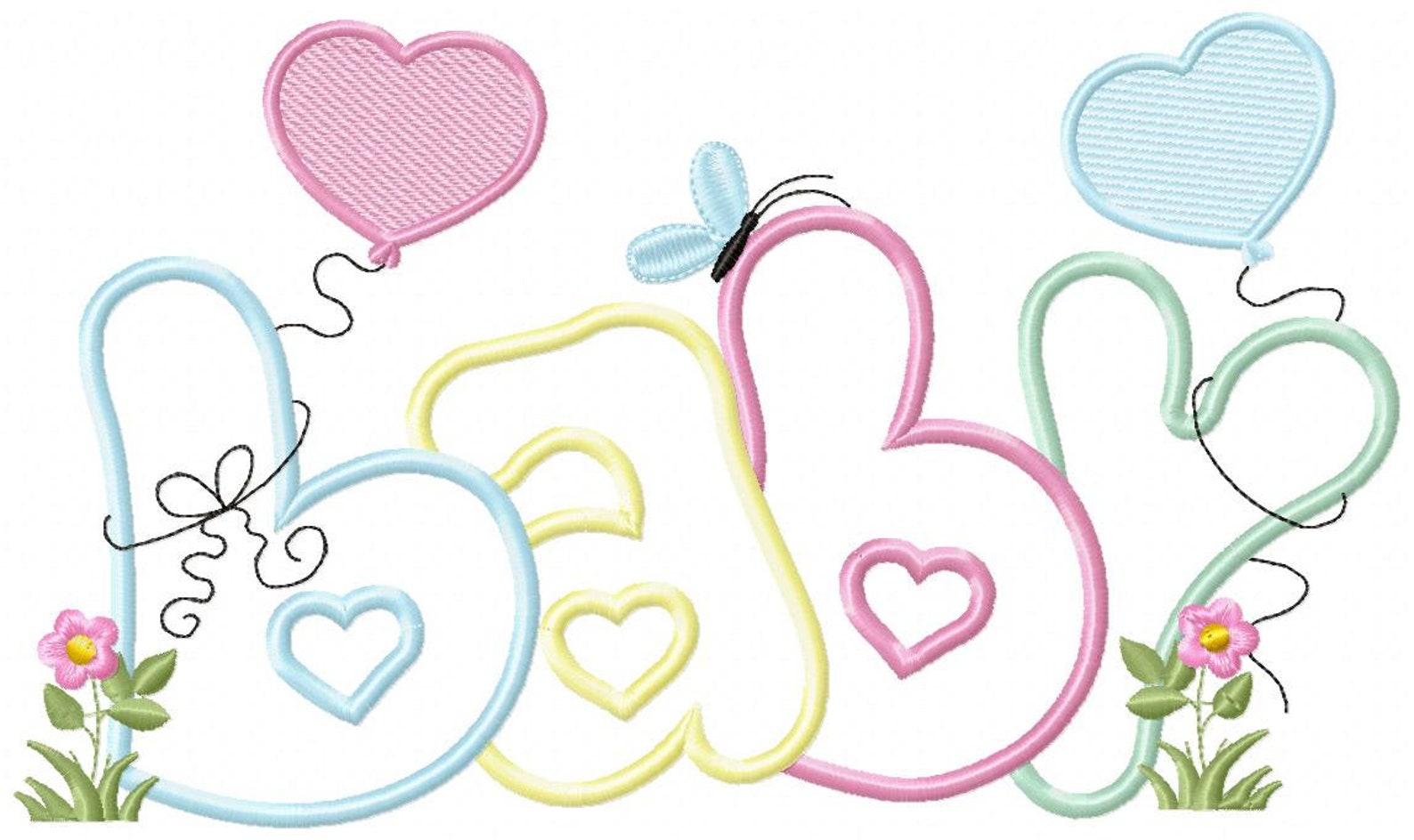 Baby Word Applique Embroidery Design 4x4 5x4 5x7 5x8 6x10 Etsy