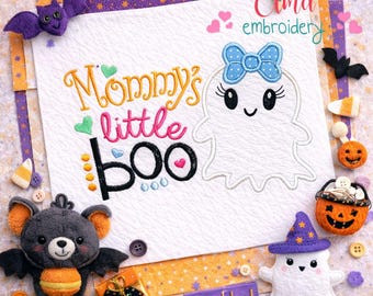 Mommy's Little Boo Ghost Appliqué Embroidery Design (Digital Download)