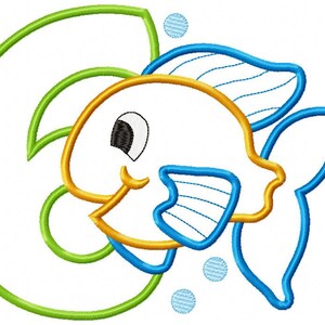 Fish Number Embroidery Designs Bundle: Ocean Birthday Applique (Digital Download) image 7