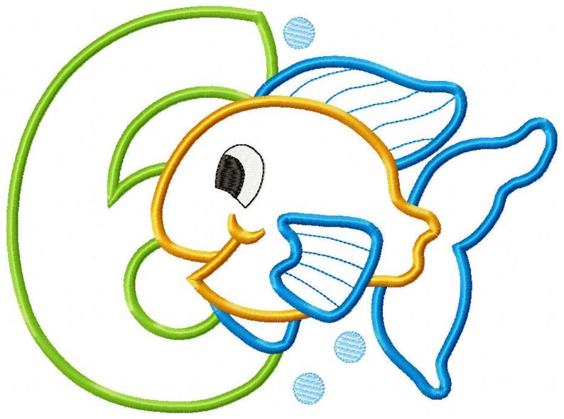 Fish Number Embroidery Designs Bundle: Ocean Birthday Applique (Digital Download) image 7