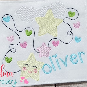 Cloud, Hearts, Stars Fill Stitch Machine Embroidery Design (4x4 5x5 6x6 7x7)