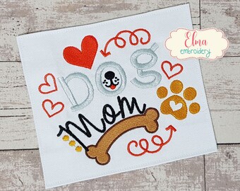 Maman chien - broderie point de remplissage - 5 x 7 6 x 10 - broderie maman - broderie chien - motif de broderie Machine