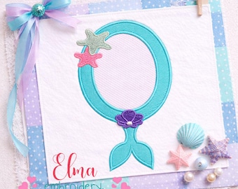 Mermaid Mirror Frame Embroidery Design Ocean Theme Fill Stitch (Digital Download)