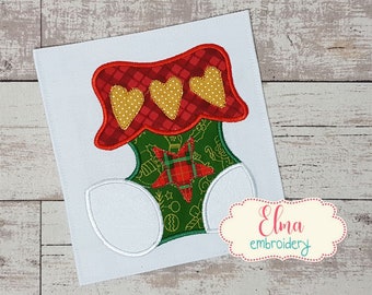 Christmas Elf Shoe - Applique embroidery design - 4x4 5x4 5x5 6x6 7x7 - Christmas Embroidery - Machine Embroidery Design